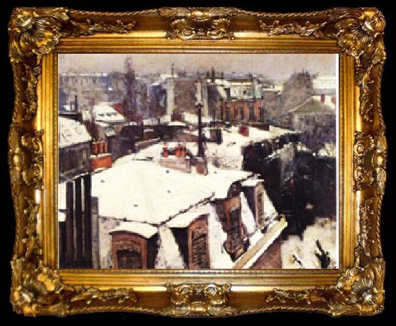 framed  Gustave Caillebotte Rooftops in the Snow, ta009-2